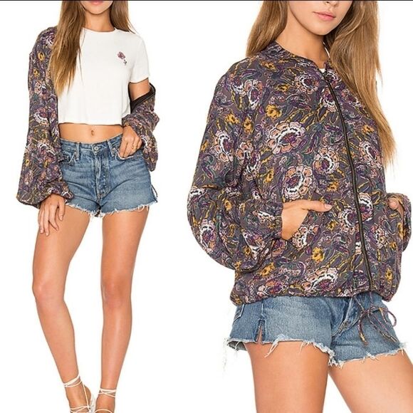 FREE PEOPLE Paisley Balloon Sleeve Jacket S - Picture 10 of 10